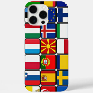 Coque iPhone 16 Pro Max Collection de drapeaux internationaux, drapeaux du