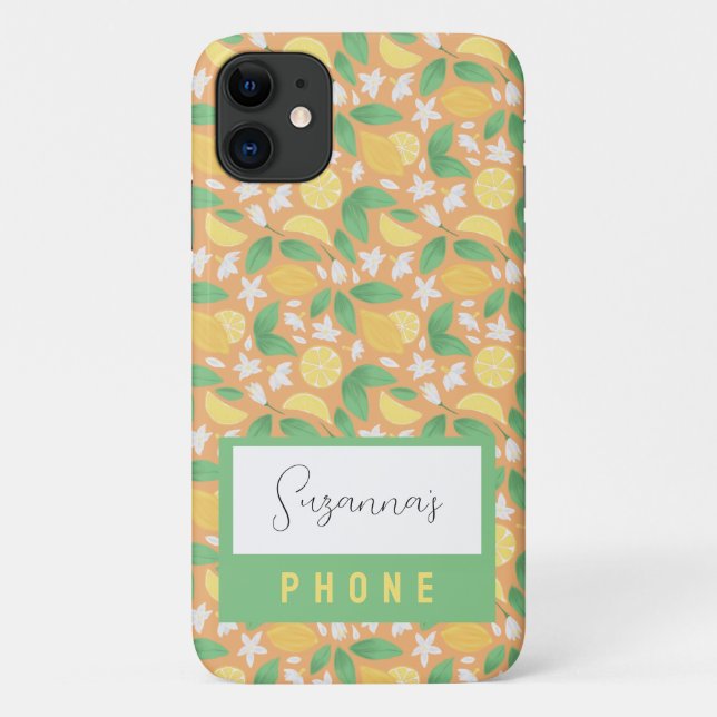 Coques Case-Mate iPhone Collection de Motifs de paniers de fruits - Citron (Dos)