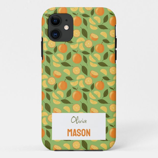 Coques Case-Mate iPhone Collection de Motifs de paniers de fruits - Orange (Dos)