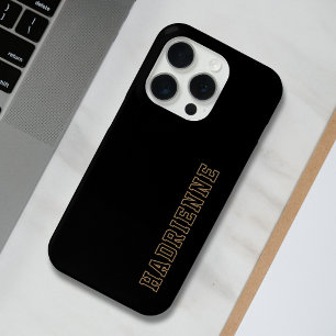 Coque Case-Mate iPhone College Noir Or Blanc Monogramme Contour Nom