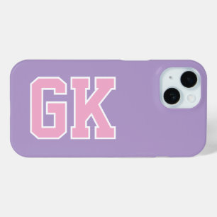 Coque Case-Mate iPhone College Violet Rose Monogramme Initiales