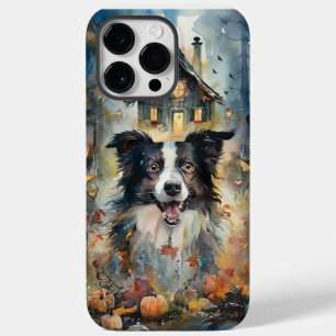 Coque Case-Mate iPhone Collie frontalier d'Halloween avec effroi Citrouil