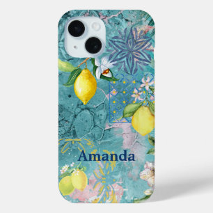 Coque Case-Mate iPhone Collier chic bleu turquoise sicilien agrus floral