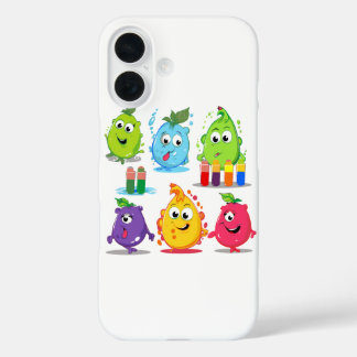 Coque Pour iPhone 16 collier clipart ensemble de cinq fruits colorés