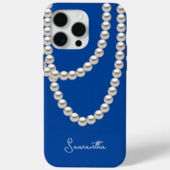 Coques Case-Mate iPhone Collier de perle bleu de sécurité (Verso)