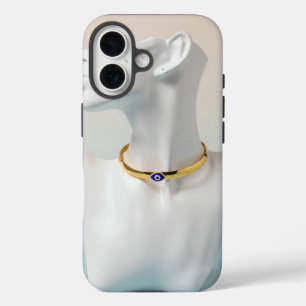 Coque Pour iPhone 16 Collier de ras du cou œil diabolique émail bleu