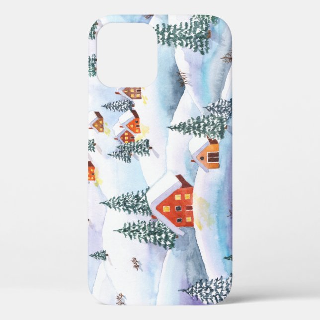 Coques Case-Mate iPhone Collines, maisons : aquarelle paysage (Verso)