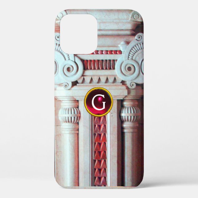 COQUES Case-Mate iPhone COLONNE ÉLÉGANTE EN MARBRE, MONOGRAMME EN PIERRE R (Verso)