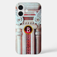 COLONNE ÉLÉGANTE EN MARBRE, MONOGRAMME EN PIERRE R