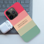 Coque Case-Mate iPhone Colorblock Horizontale Bande rose et vert<br><div class="desc">Un élégant coque iphone de blocs colorés avec 5 bandes horizontales dans les tons rose,  pêche et vert dans un style minimaliste moderne. Le texte peut être facilement customisé avec votre nom ou titre pour le cadeau ou accessoire parfaitement personnalisé.</div>