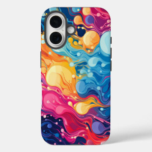 Coque Pour iPhone 16 Coloré Abstrait Wavy Motif