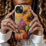 Coque Case-Mate iPhone Coloré Automne Floral et Citrouille<br><div class="desc">Une peinture abstraite moderne et vibrante qui présente un agencement ludique de citrouilles, de tournesols et d'autres feuillages d'automne. Les tons d'automne riches comme l'orange brûlée, les rouges profonds, les roses et les jaunes dorés se marient avec des touches douces et des éclats de couleur audacieux. Le style abstrait ajoute...</div>