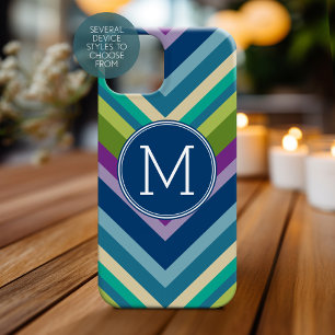 Coque Pour iPhone 15 Coloré Chevron Motif Personnalisé Monogramme