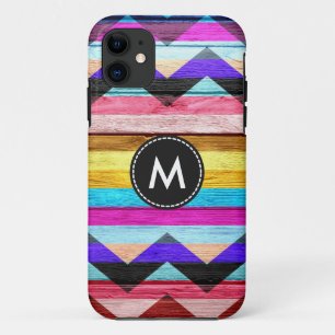 Coques Pour iPhone Coloré Chevron Stripes Wood #3