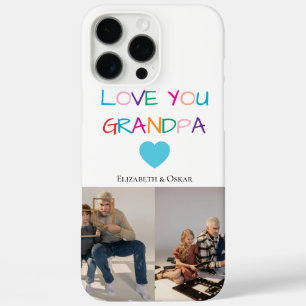 Coque iPhone 16 Pro Max Coloré "Love You Grandpa" Texte et photo personnal