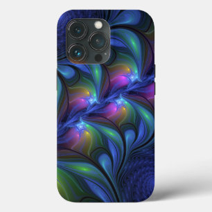 Case-Mate iPhone Case Coloré Lumineux Abstrait Bleu rose Vert Fractal