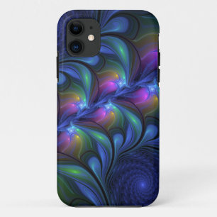 Case-Mate iPhone Case Coloré Lumineux Abstrait Bleu rose Vert Fractal