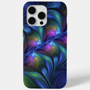 Coque Case-Mate iPhone Coloré Lumineux Abstrait Bleu rose Vert Fractal