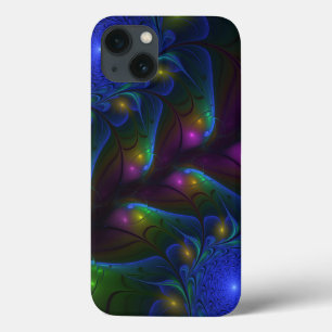 Coques Pour iPhone Coloré Lumineux Abstrait moderne Trippy Fractal