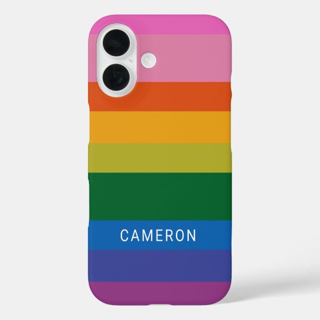 Coques Case-Mate iPhone Coloré Moderne Arc-en-ciel rayures Nom personnalis (Verso)