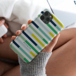 Coque Case-Mate iPhone Coloré Moderne Bleu Vert Turquoise Grandes<br><div class="desc">Bandes audacieuses en marine,  menthe,  aqua,  turquoise,  citron vert,  moutarde,  jaune. Ce boîtier téléphonique est élégant et moderne,  avec votre nom ou message personnalisé.</div>