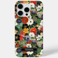 Coloré motif floral japonais monogrammé