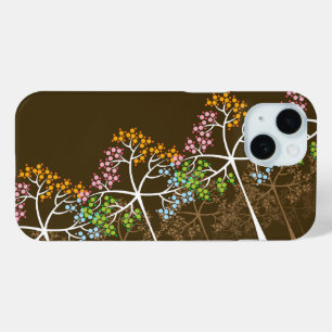 Coque Pour iPhone 15 Coloré rose Orange Bleu Vert Quatre Saisons Arbres