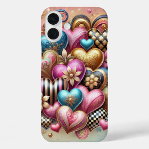 COQUE POUR iPhone 16 PLUS COLORÉ VALENTINE AIME LES COEURS