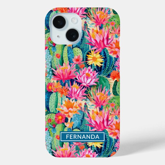 Coques Case-Mate iPhone Colorful Blooming Cacti Personalized (Verso)