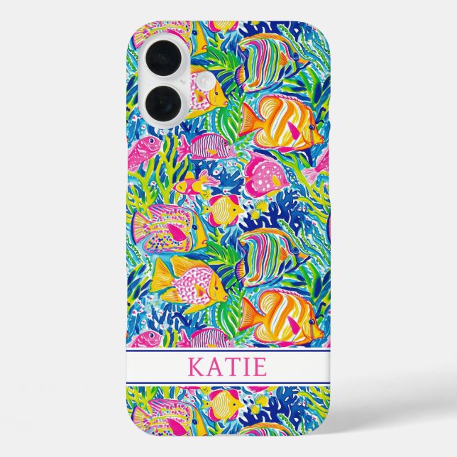 Coques Case-Mate iPhone Colorful Fish Monogrammed (Verso)