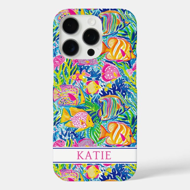 Coques Case-Mate iPhone Colorful Fish Monogrammed  (Verso)