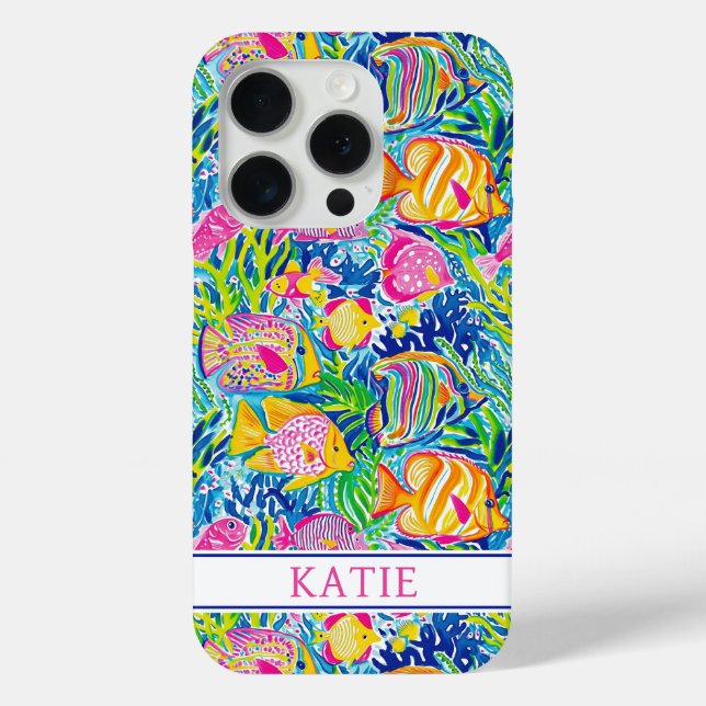 Coques Case-Mate iPhone Colorful Fish Monogrammed (Verso)