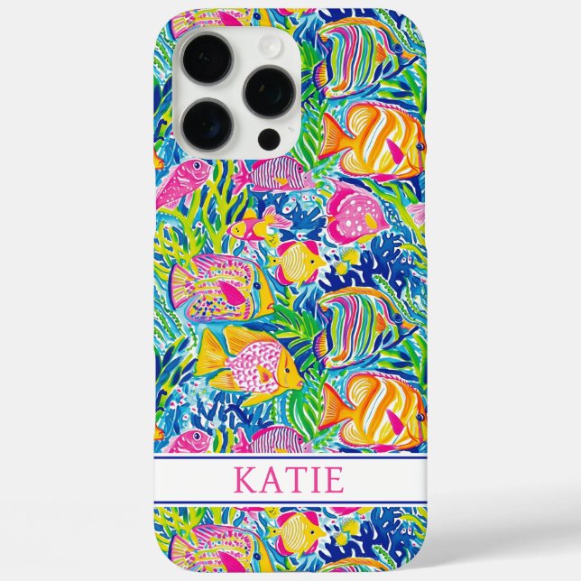 Coques Case-Mate iPhone Colorful Fish Monogrammed (Verso)