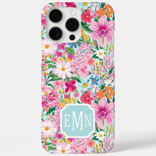Coques Case-Mate iPhone Colorful Floral Garden Monogrammed (Verso)
