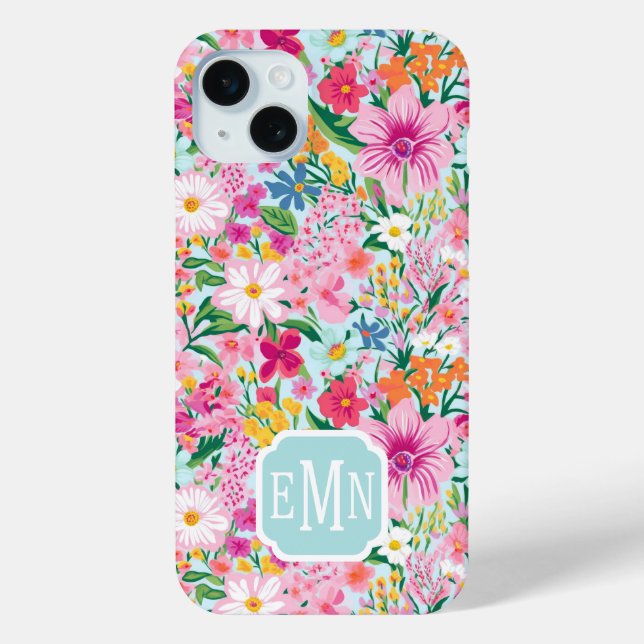 Coques Case-Mate iPhone Colorful Floral Garden Monogrammed (Verso)