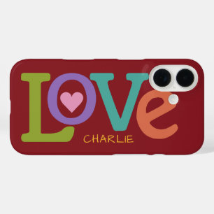 Coque Pour iPhone 16 Colorful Love personnalisés nom de téléphone cas