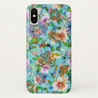 Colorful Vintage Flowers Motif Collage