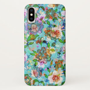 Coque iPhone X Colorful Vintage Flowers Motif Collage