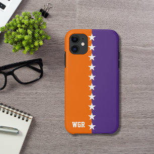 Case-Mate iPhone Case Coloris de collège Orange, violet et monogramme bl