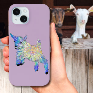 Coque Pour iPhone 15 Colourful Cute Baby Goat Jumping Funky Animal Art