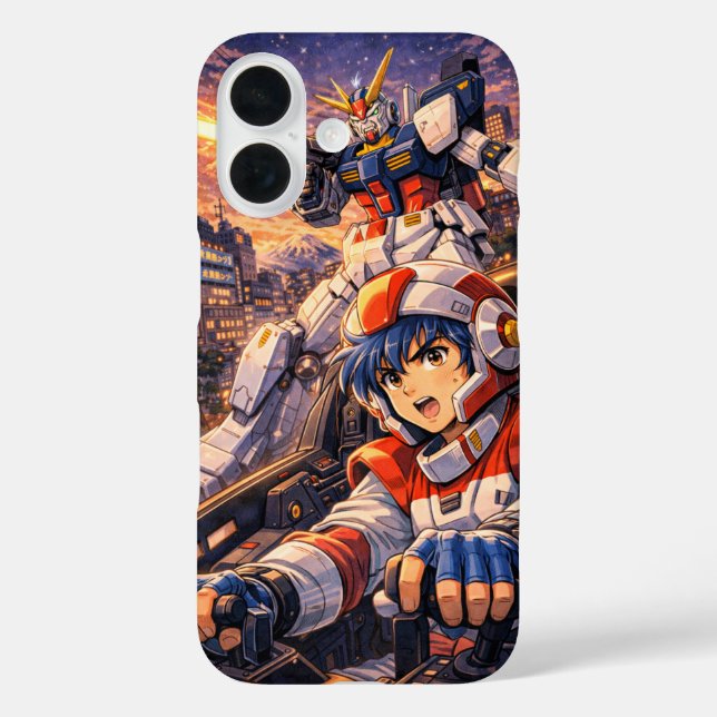 Coques Case-Mate iPhone Combat urbain de pilote de mécha rétro (Verso)