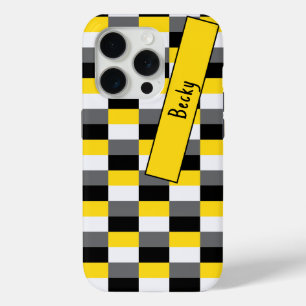 Coque Case-Mate iPhone Combinaison de couleurs jaune, noir et gris avec n