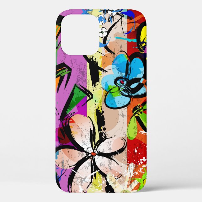 Coques Case-Mate iPhone Composition arrière - plan abstraite avec fleurs,  (Verso)