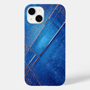 Coque Case-Mate iPhone Composition artistique abstraite bleue et dorée