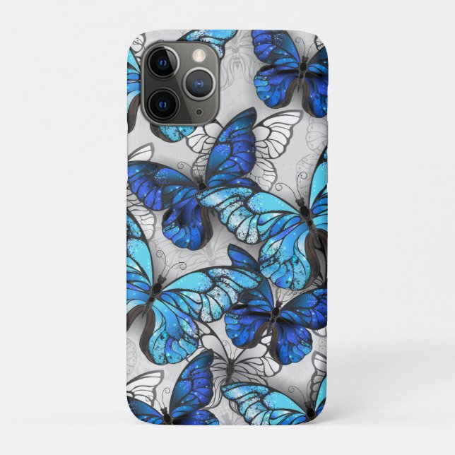 Coques Case-Mate iPhone Composition de papillons blancs et bleus (Dos)