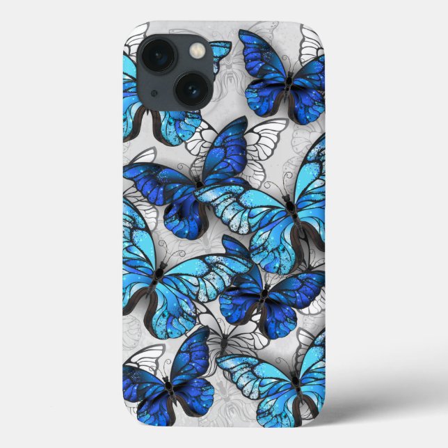 Coques Case-Mate iPhone Composition des White and Blue Butterflies (Verso)