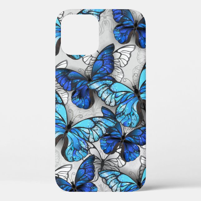 Coques Case-Mate iPhone Composition des White and Blue Butterflies (Verso)