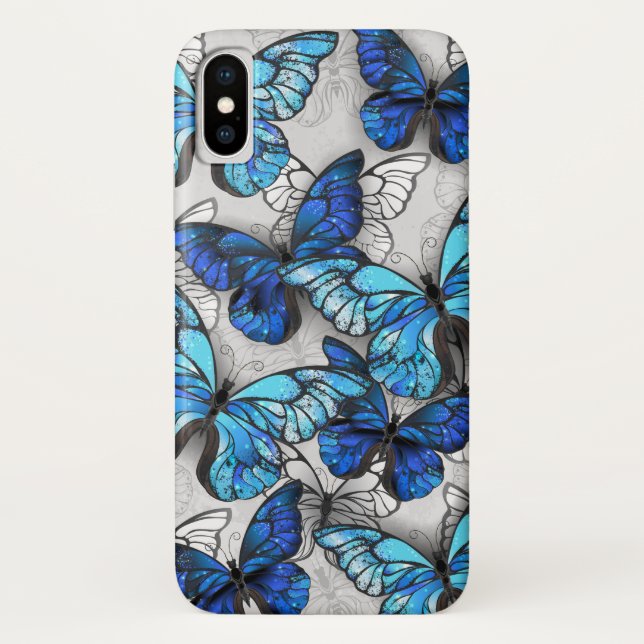 Coques Case-Mate iPhone Composition des White and Blue Butterflies (Dos)