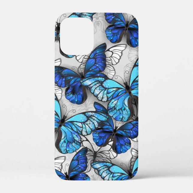 Coques Case-Mate iPhone Composition des White and Blue Butterflies (Verso)