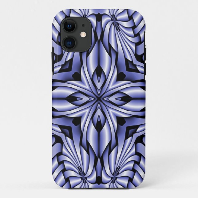 Coques Case-Mate iPhone Composition fractale - bleu kaléidoscope (Dos)